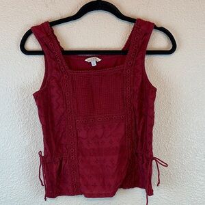 Lucky Brand womens red crochet tank top sz s/p boho preppy festival girly *flaw
